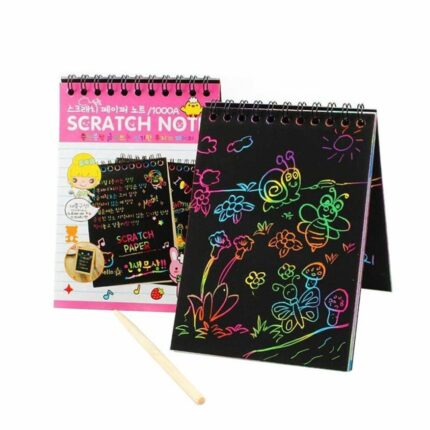 Art Scratch Black Paper Rainbow Color Drawing Book
