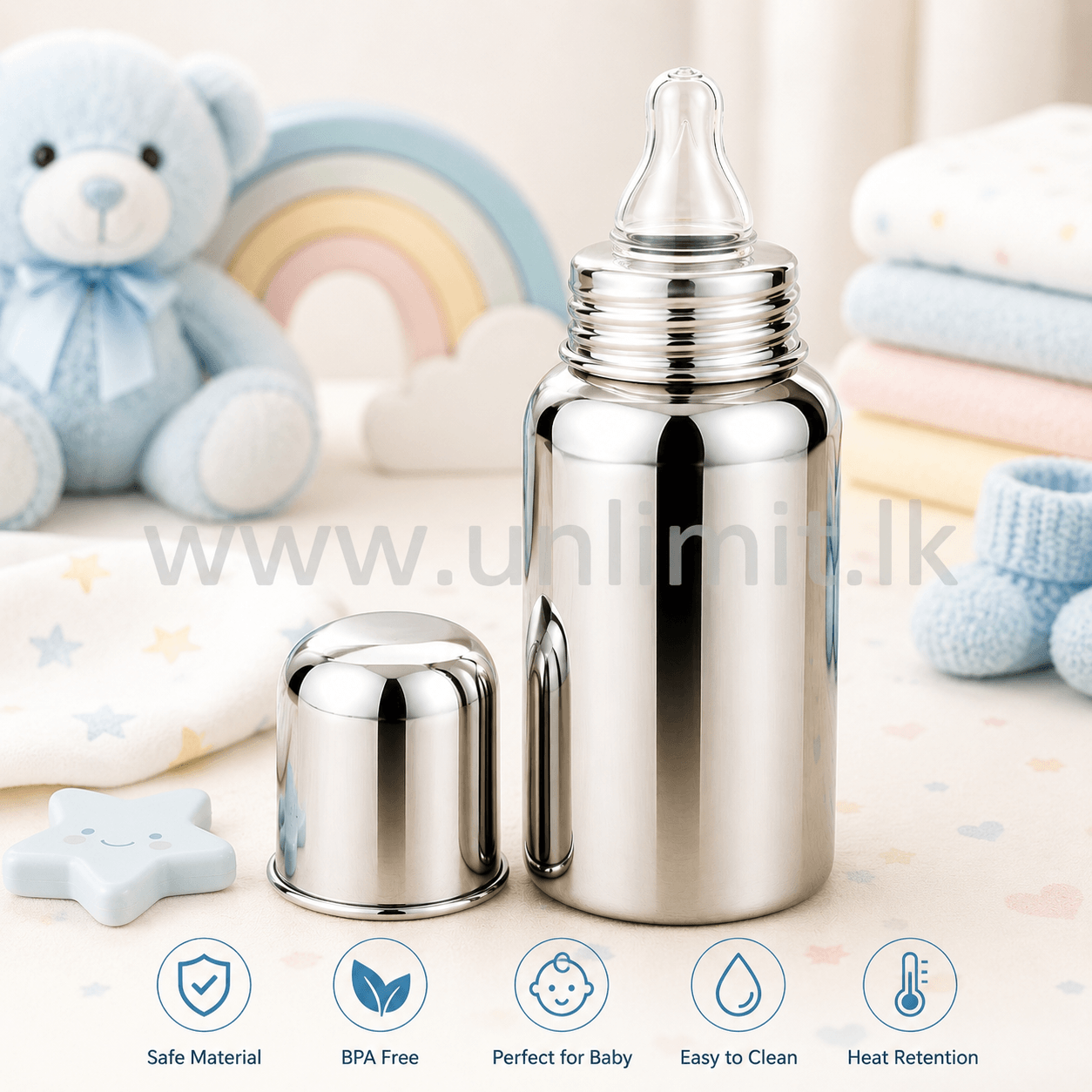 silver feeding bottle