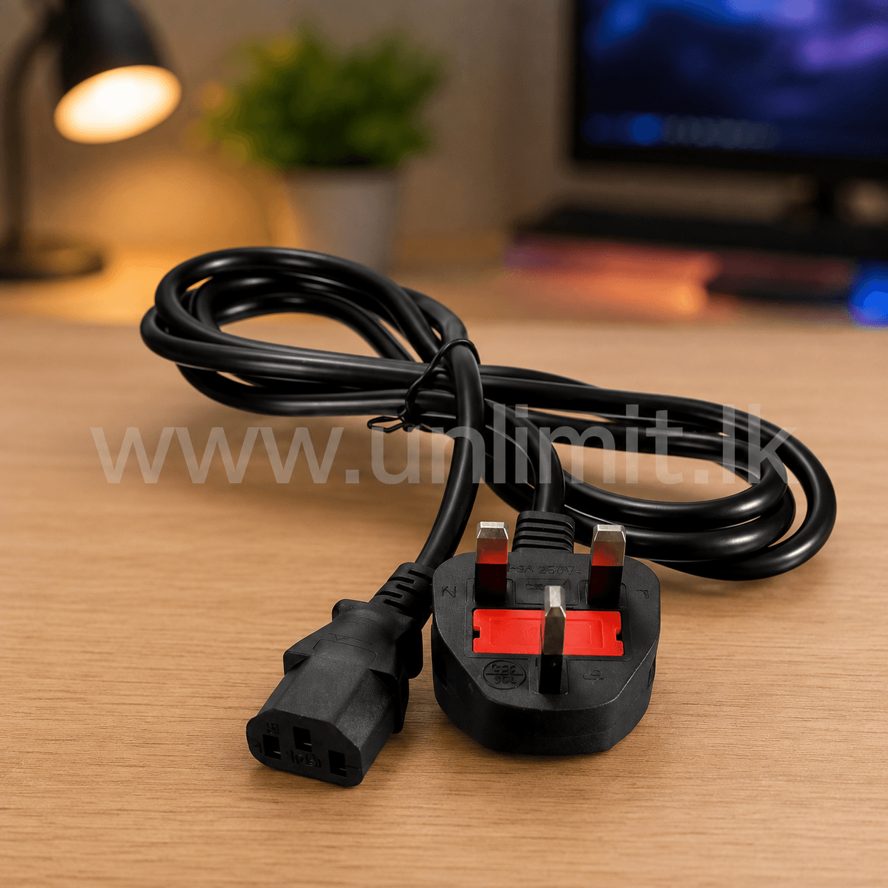 Fused Powe Cable 13A Laptop Adapter, Printer, Monitor, Rice Cooker UL-8560
