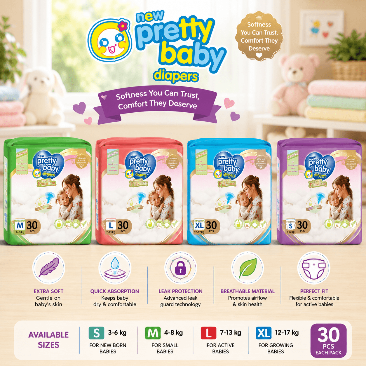 Pretty baby tape 30 pcs
