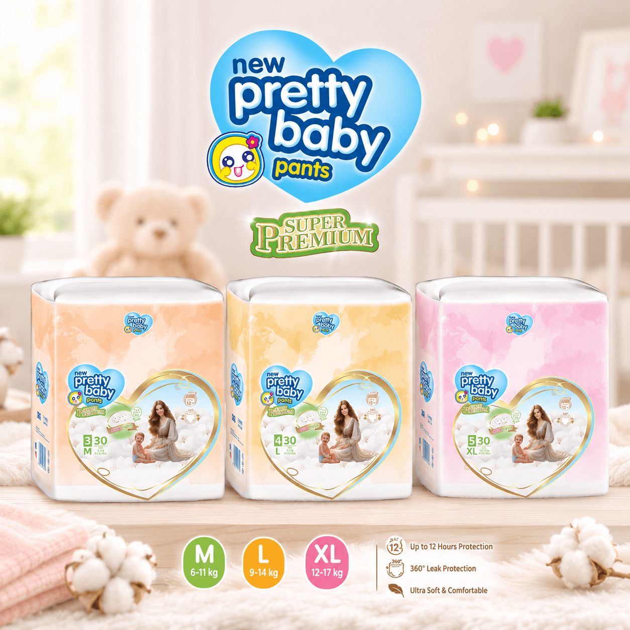 pretty baby diaper pant 30 pcs