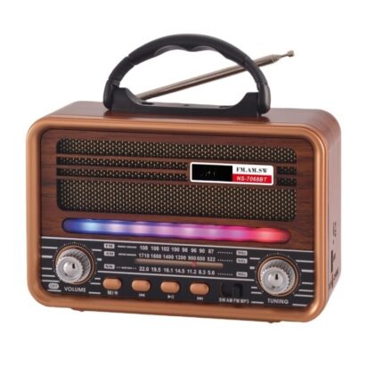 NS-7068BT Am Fm SW Retro Radio Portable Classic Vintage Bluetooth Speaker with RGB Light Support TF Card USB Playback UL-11144